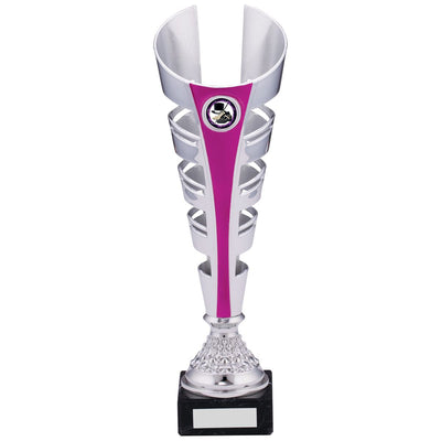 Silver Cone Trophy Silver and Pink Spiral Award - A Size