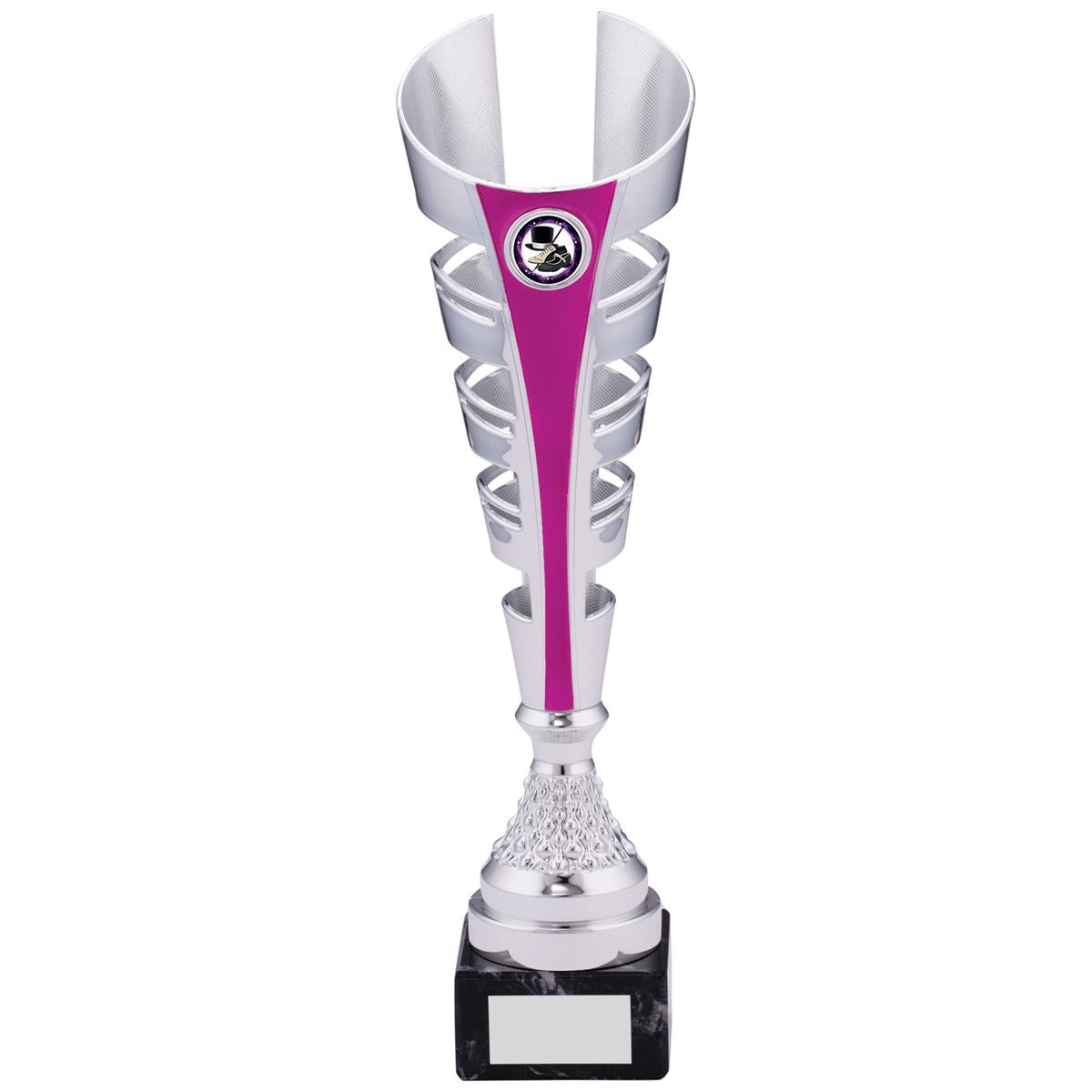 Silver Cone Trophy Silver and Pink Spiral Award - B Size
