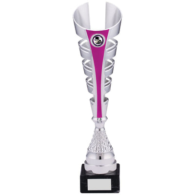 Silver Cone Trophy Silver and Pink Spiral Award - C Size