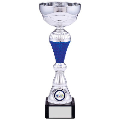 Silver Bowl Tower Trophy with Blue - B Size