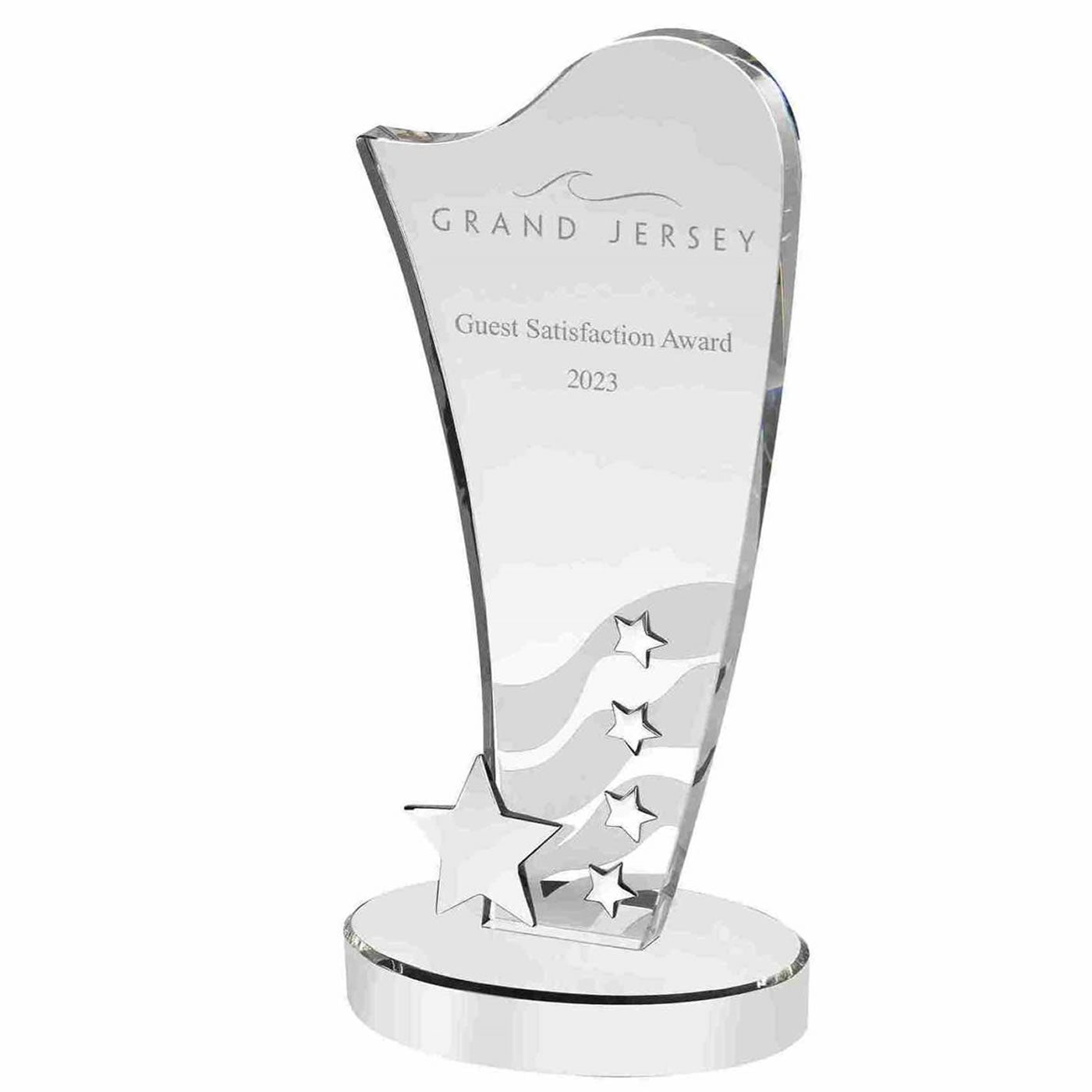 Silver 5 Star Crystal Award Trophy