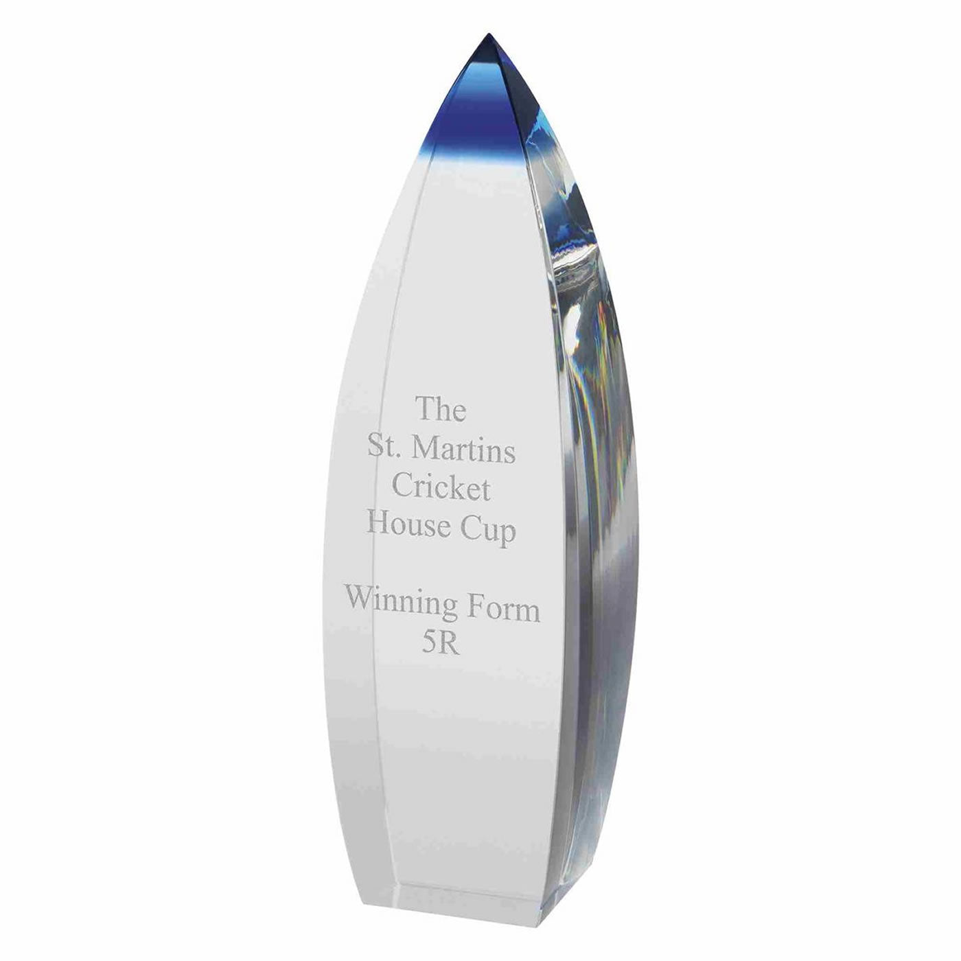 Blue & Clear Shard Optical Crystal Award Trophy 
