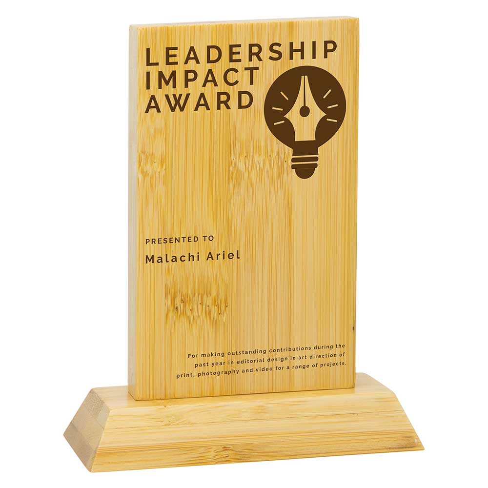 Kraken Bamboo Wooden Award Sustainable Trophy - Laser Engraving Option
