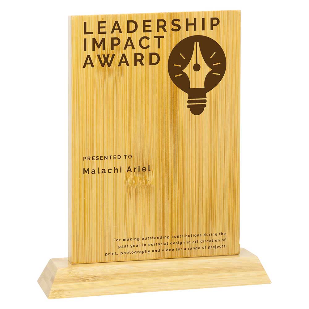 Kraken Bamboo Wooden Award Sustainable Trophy - Laser Engraving Option