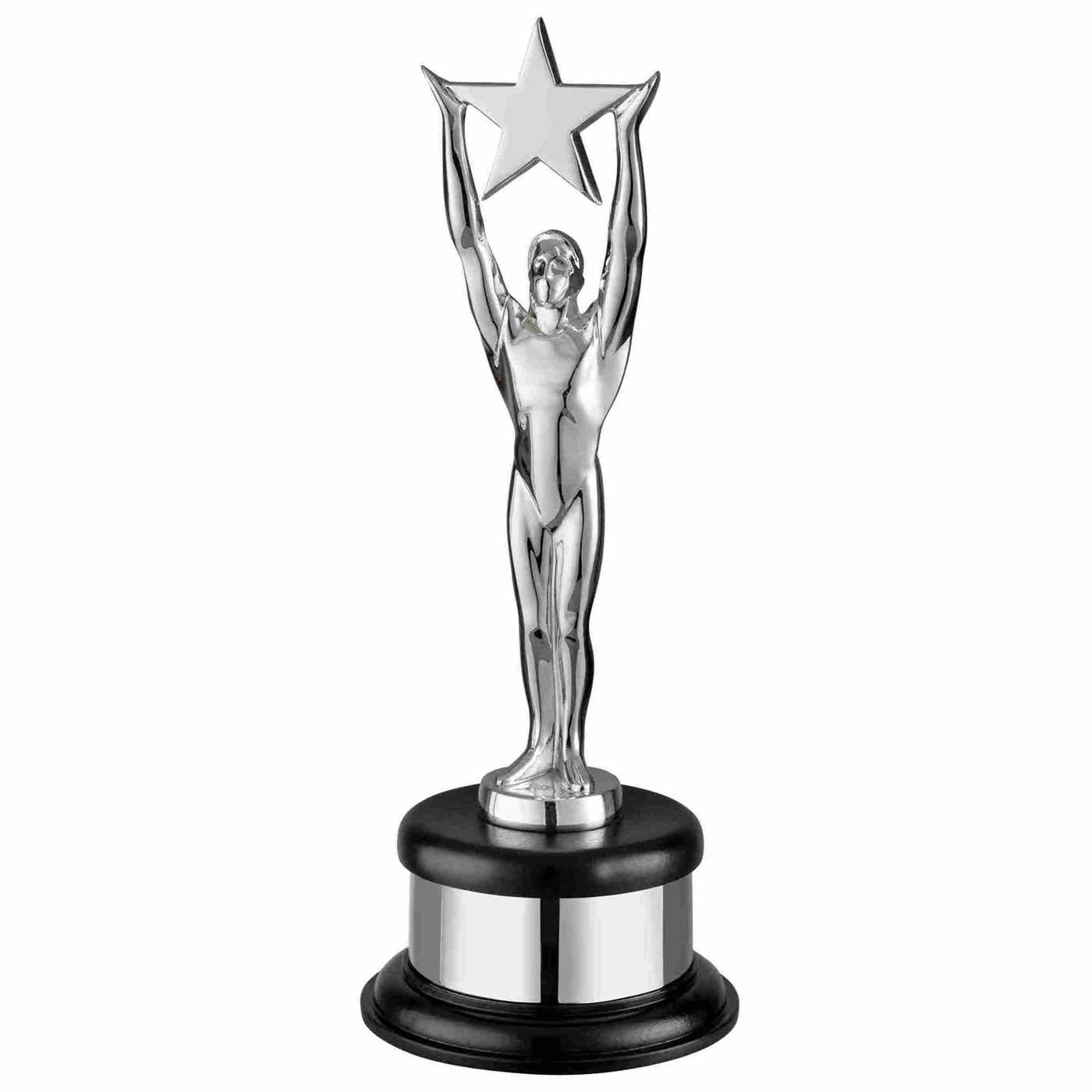 Silver Plated Solid Metal Figure Award Trophy