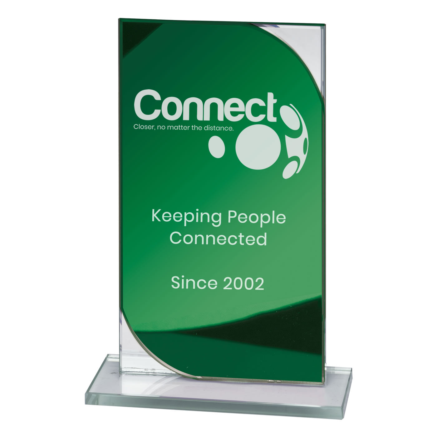 Seismic Mirror Glass Award Trophy - Green & Silver
