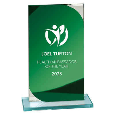 Seismic Multisport Mirror Glass Award Trophy Green Silver