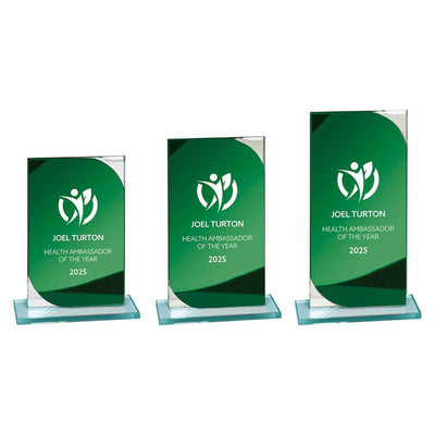 Seismic Multisport Mirror Glass Award Trophy Green Silver