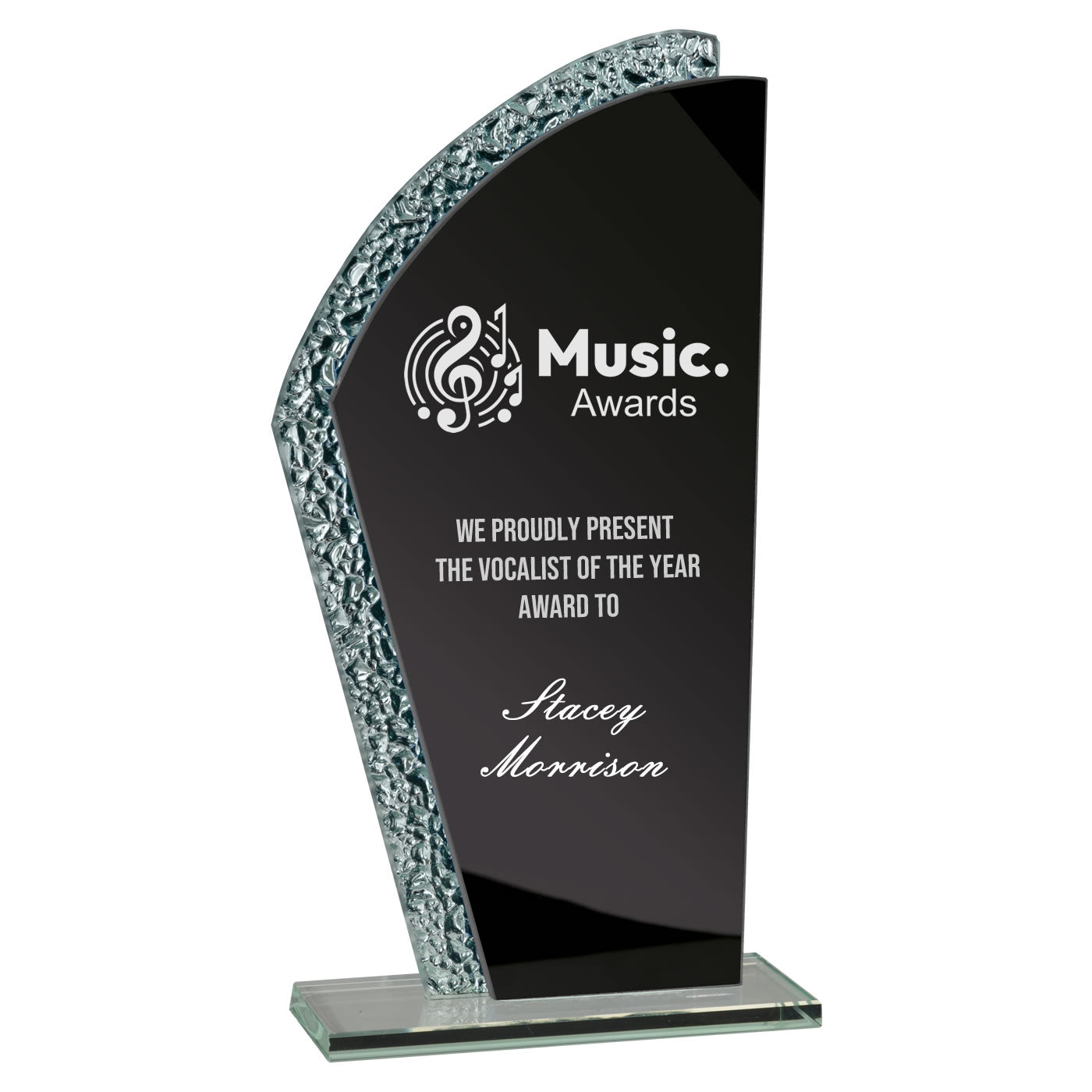 Hawk Glass Award Trophy - Black & Silver