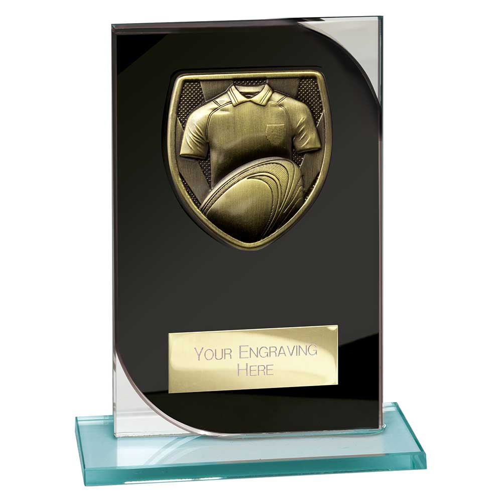 Seismic Cobra Rugby Crystal Award Black And Silver