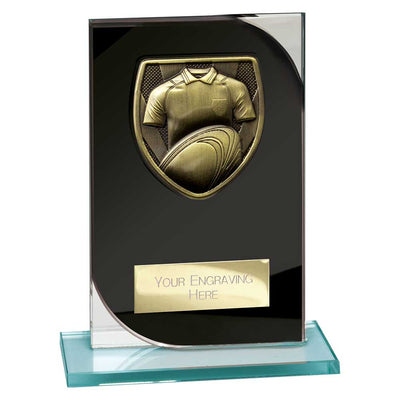 Seismic Cobra Rugby Crystal Award Black And Silver