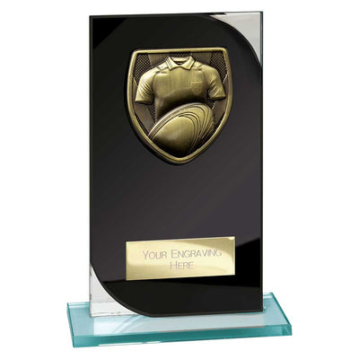 Seismic Cobra Rugby Crystal Award Black And Silver