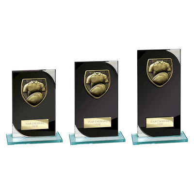 Seismic Cobra Rugby Crystal Award Black And Silver