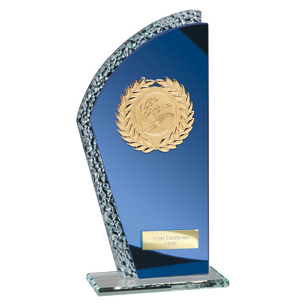 Hawk Multisport Trophy Glass Award - Blue & Silver | North East Trophies