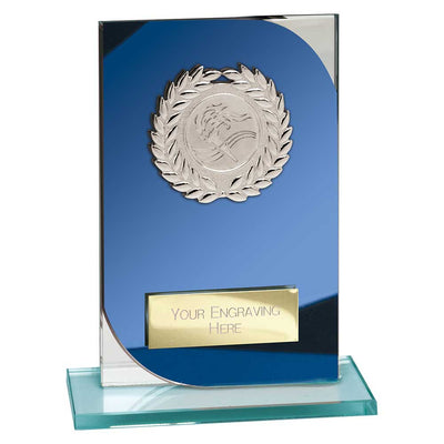 Seismic Multisport Award Glass Trophy Blue Silver