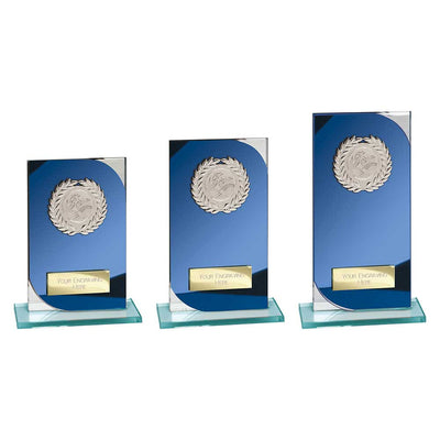 Seismic Multisport Award Glass Trophy Blue Silver