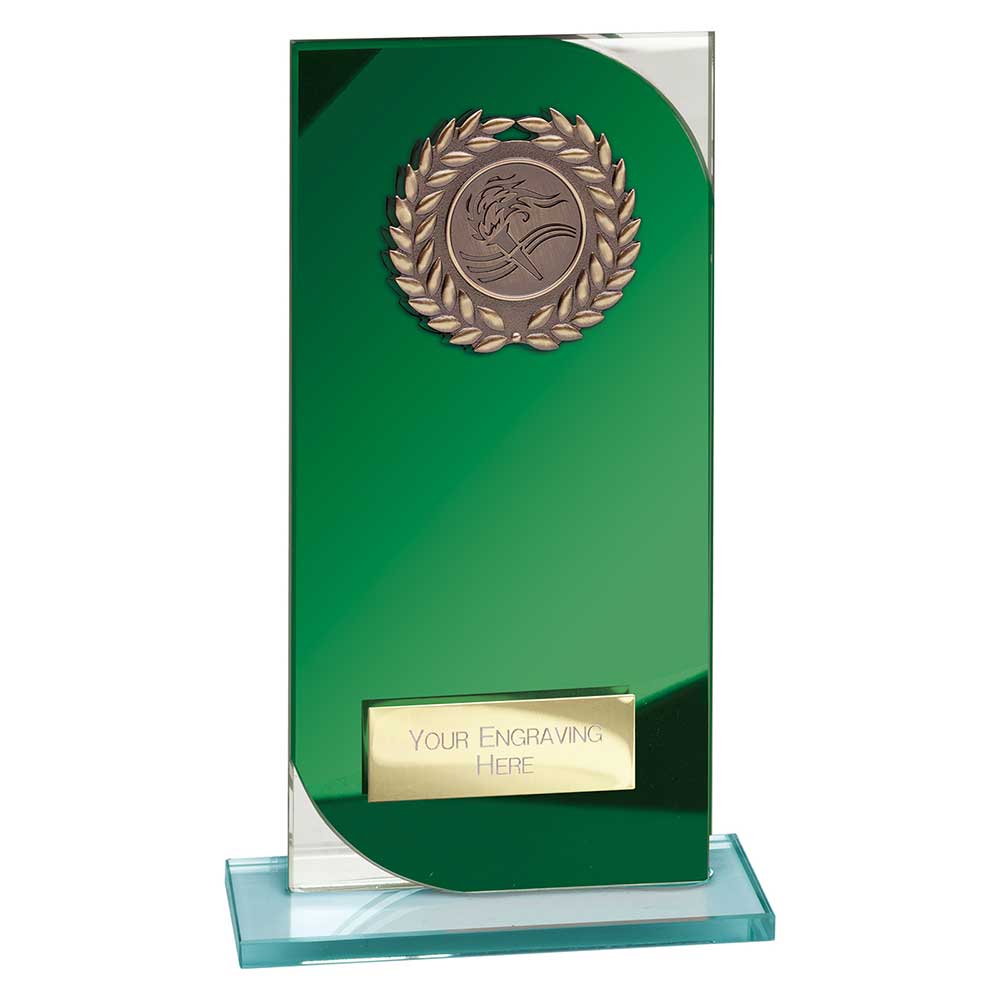 Seismic Multisport Award Glass Trophy Green Silver