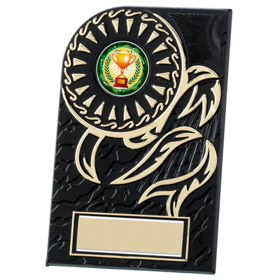 Presentation Plaque Rosette Black and Gold