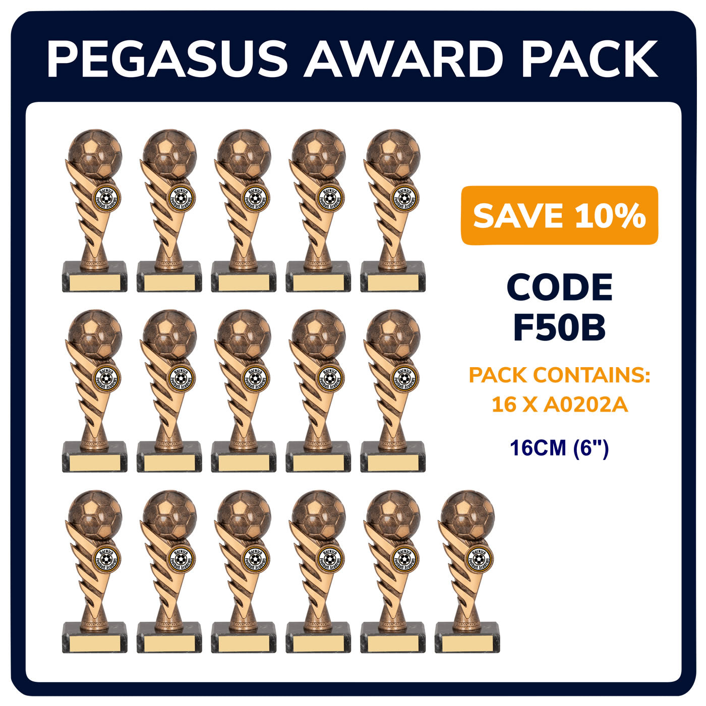 Pegasus Trophy Team Awards Pack in Antique Gold - Pack of 16