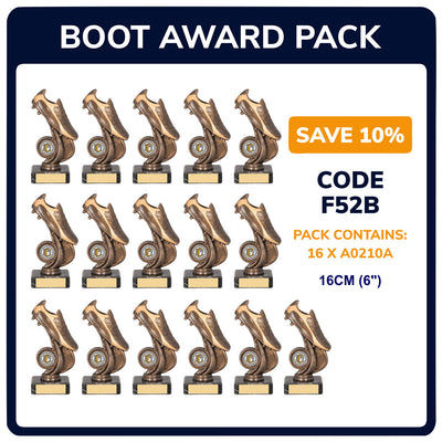 Football Boot Trophy Award Pack in Antique Gold  - Pack of 16