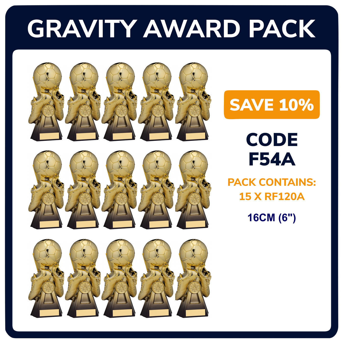 Gravity Football Trophy Team Awards Pack in Fusion Gold and Silver - Pack of 15