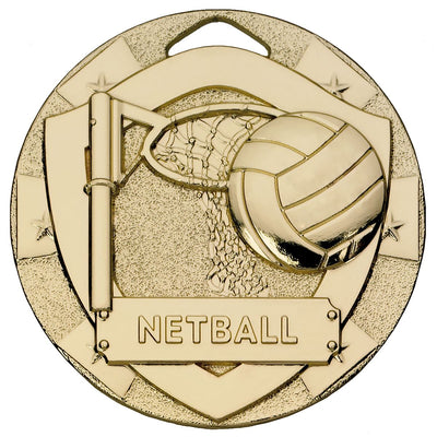 Netball Mini Shield Medal - Gold