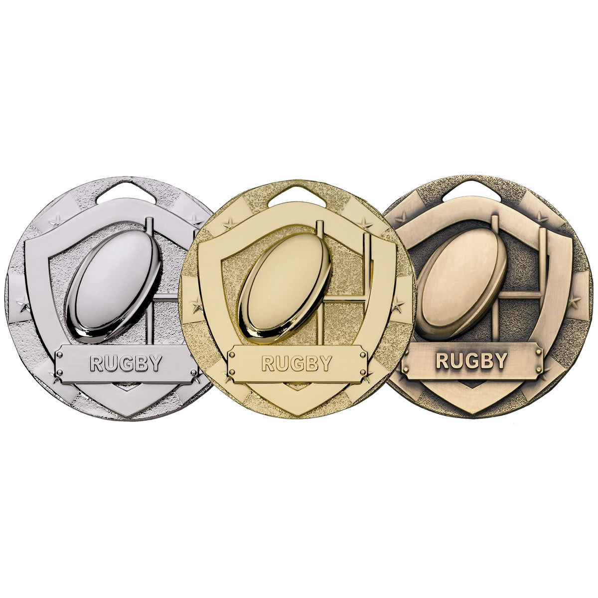 Rugby Mini Shield Medal Gold - 50mm – North East Trophies