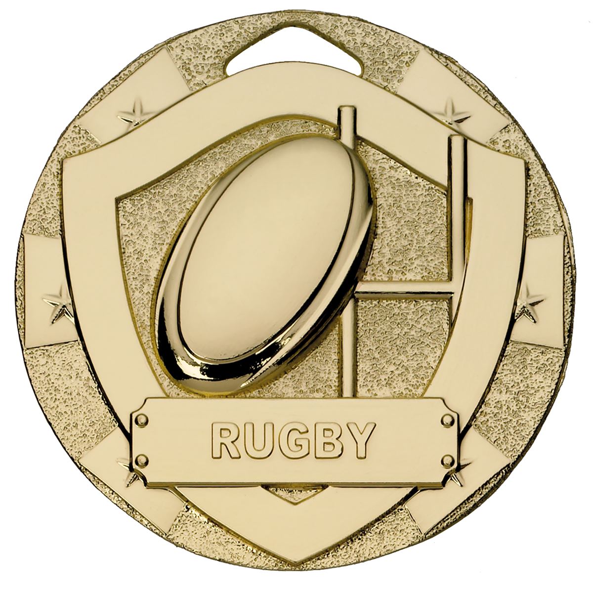 Rugby Mini Shield Medal - Gold
