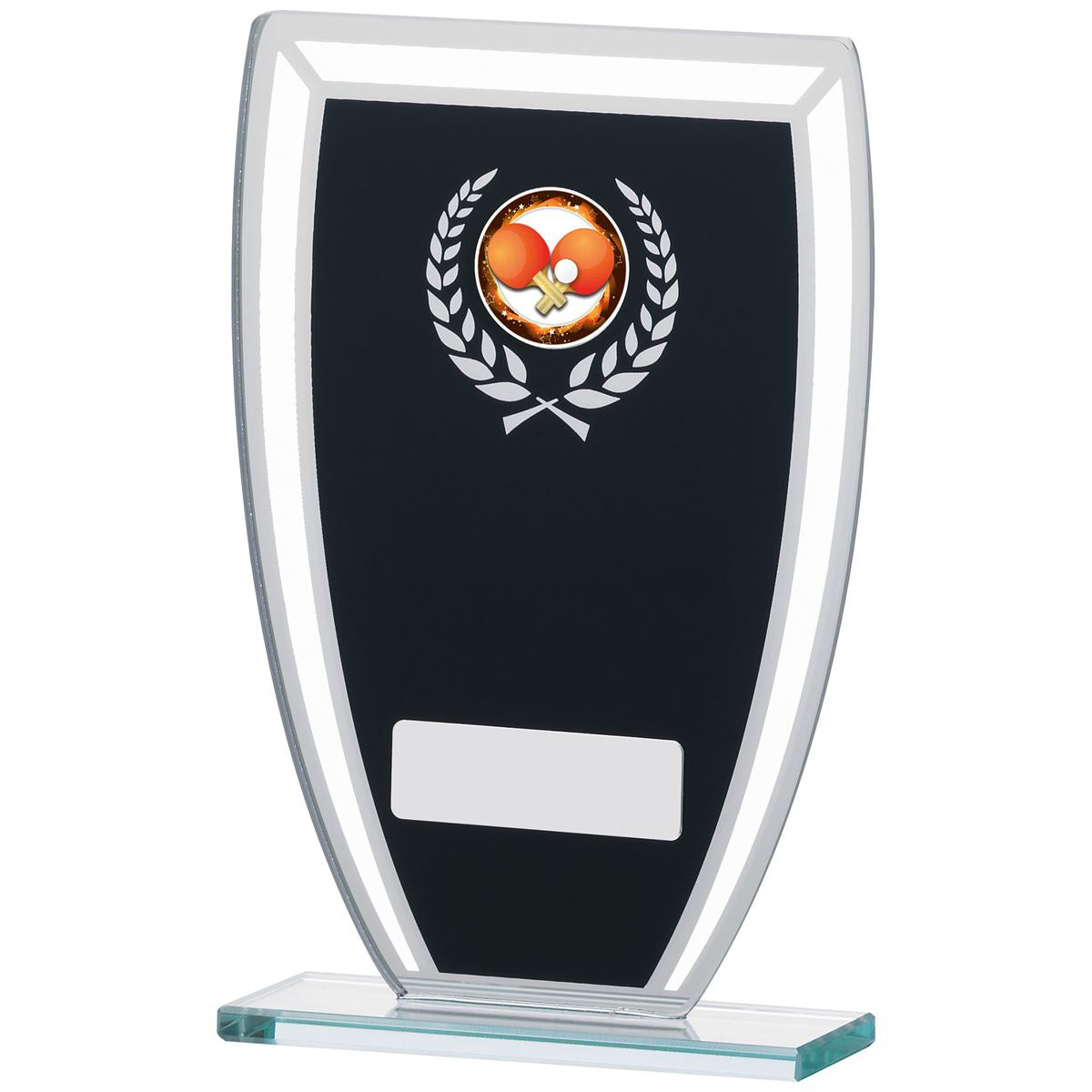 Black Glass Award Shield with Silver Details