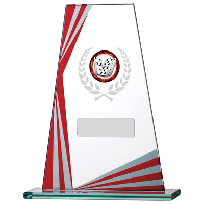 Corporate Glass Award with Red Glass and Mirror Edges