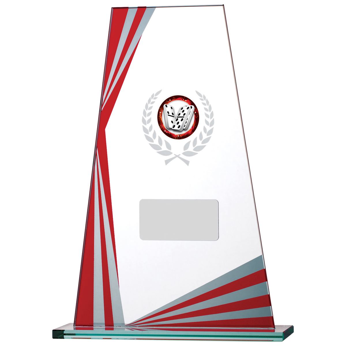 Corporate Glass Award with Red Glass and Mirror Edges