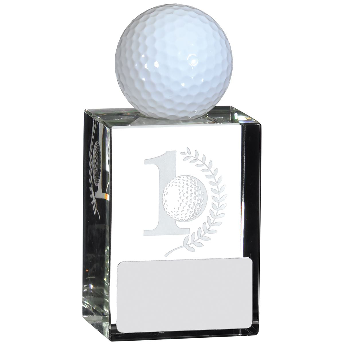 Golf Hole In One Glass Block Trophy