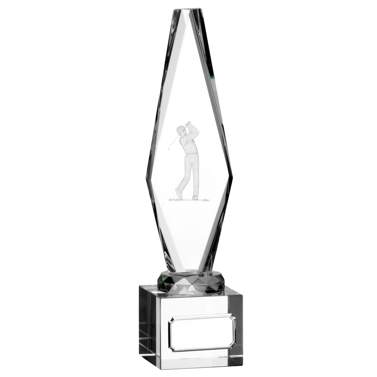 Mens Golf Glass Trophy with 3D Figure