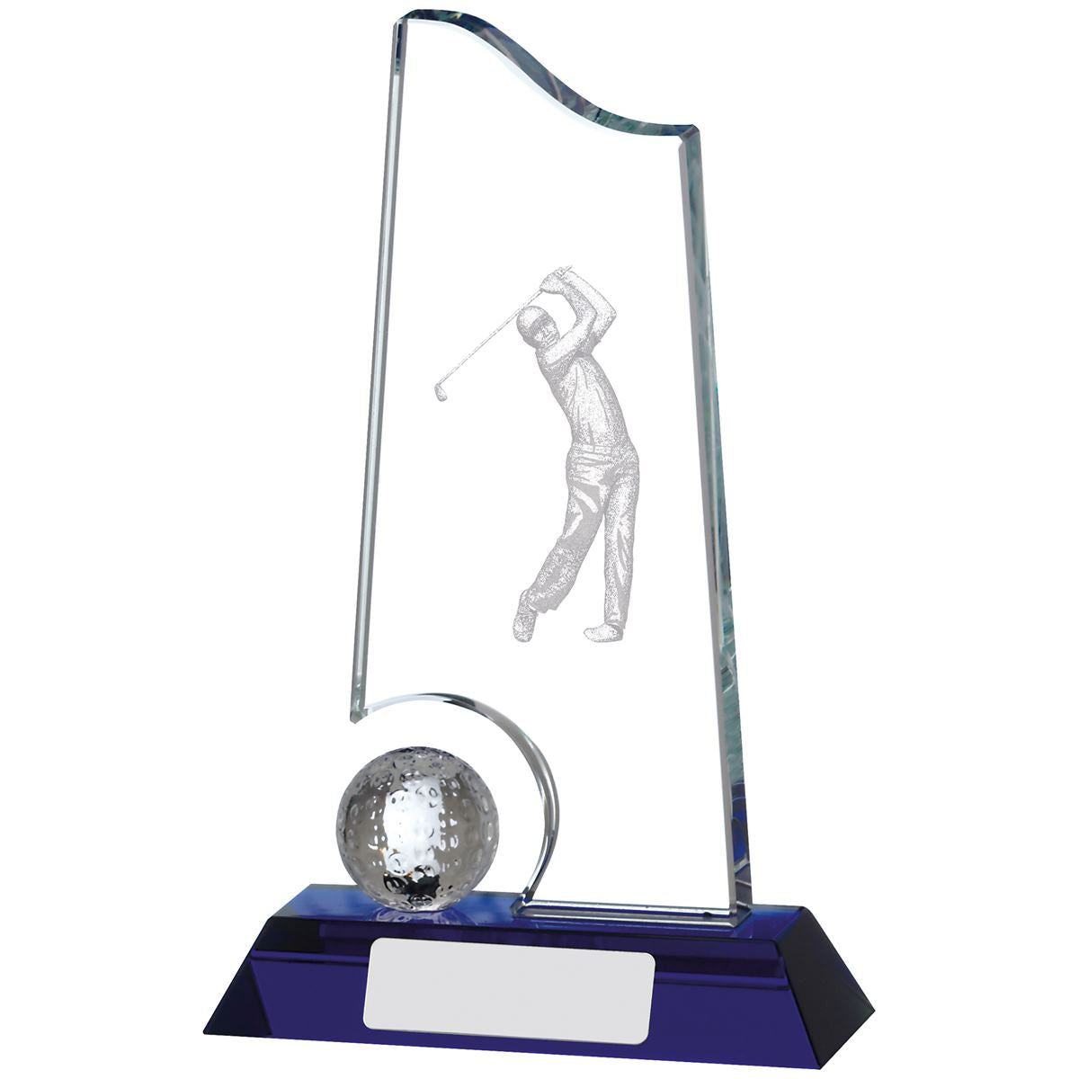 Mens Golfing Award Glass Trophy with 3D Figure