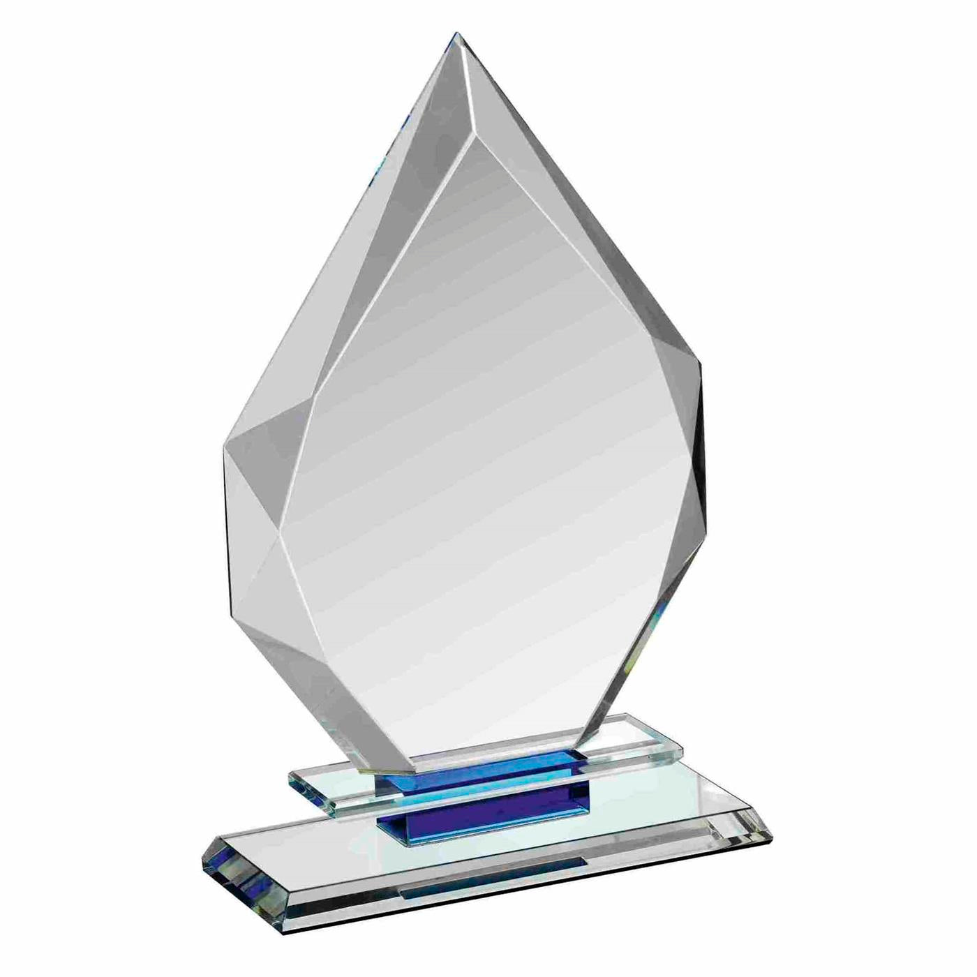 Clear & Blue Pointed Crystal Award Trophy