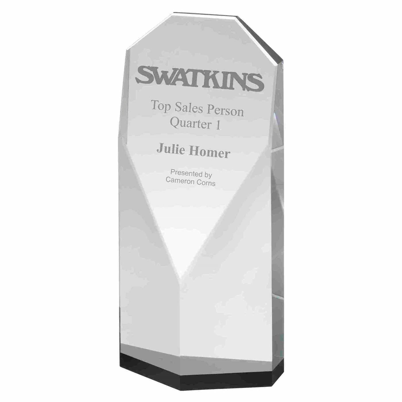 Clear & Black Angular Crystal Award Trophy | North East Trophies