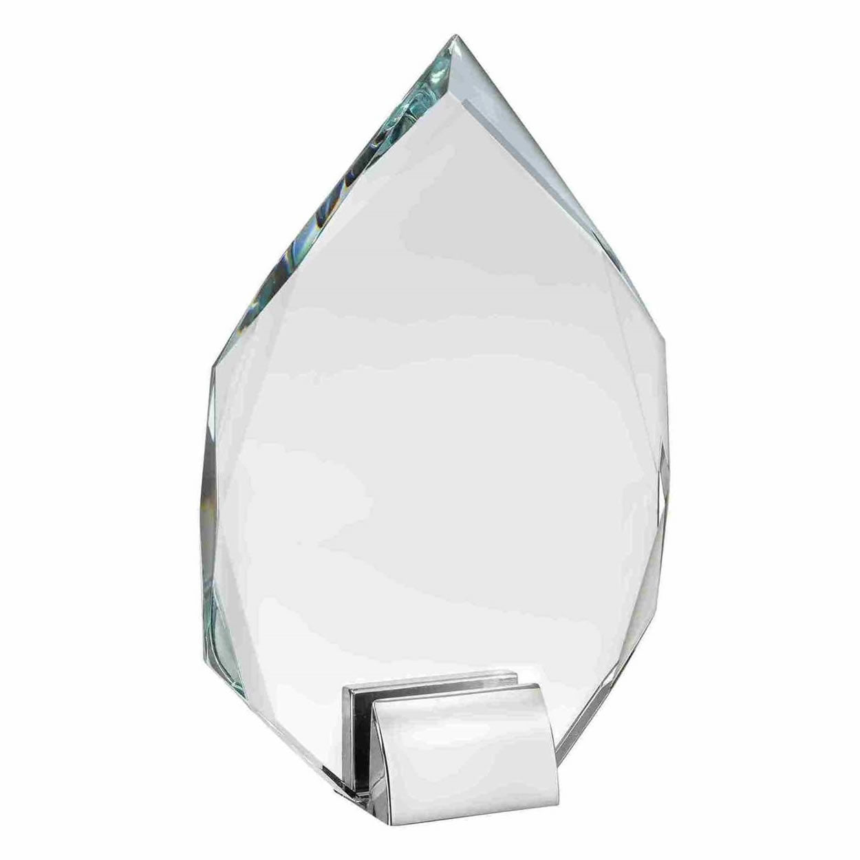 Jade Glass Pointed Award Trophy with Metal Stand 