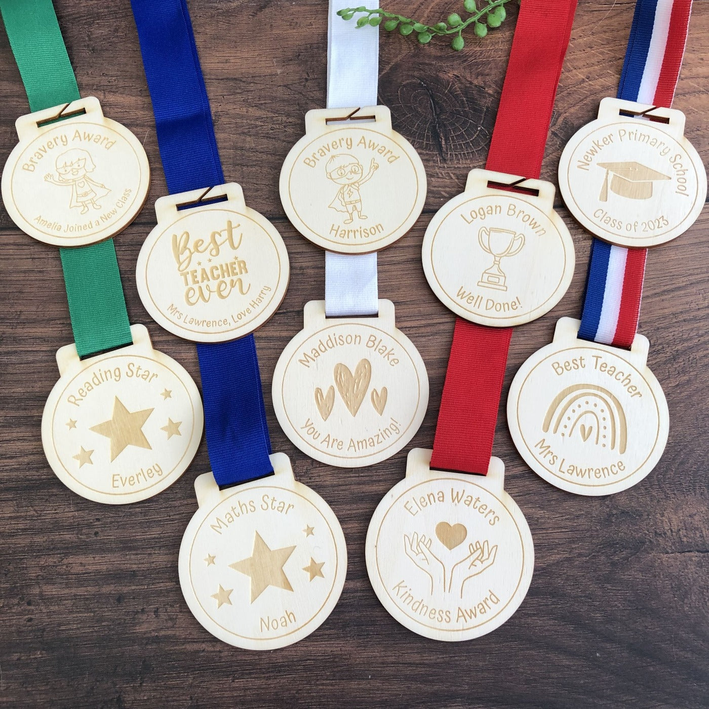 Personalised Children's Achievement Reading Wooden Medal