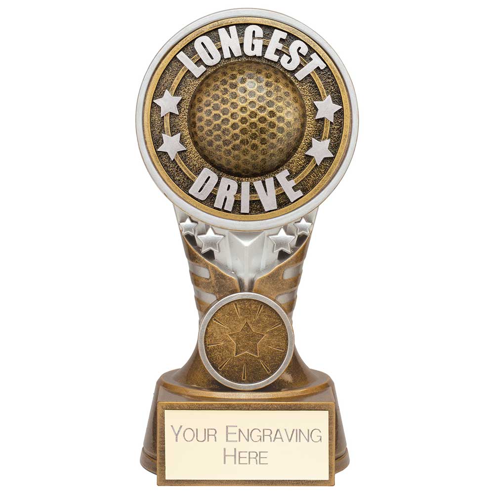 Ikon Longest Drive Golf Trophy Tower Award Silver And Gold