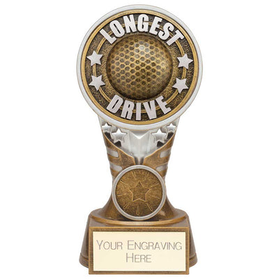 Ikon Longest Drive Golf Trophy Tower Award Silver And Gold