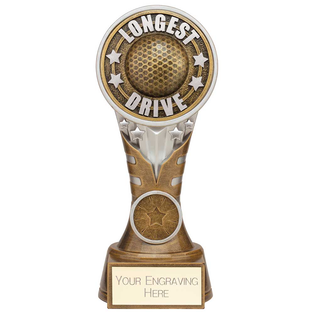 Ikon Longest Drive Golf Trophy Tower Award Silver And Gold