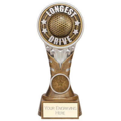 Ikon Longest Drive Golf Trophy Tower Award Silver And Gold