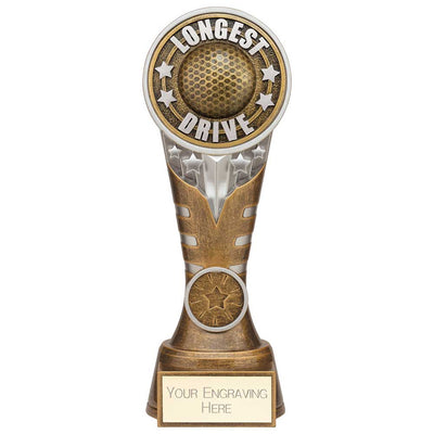 Ikon Longest Drive Golf Trophy Tower Award Silver And Gold