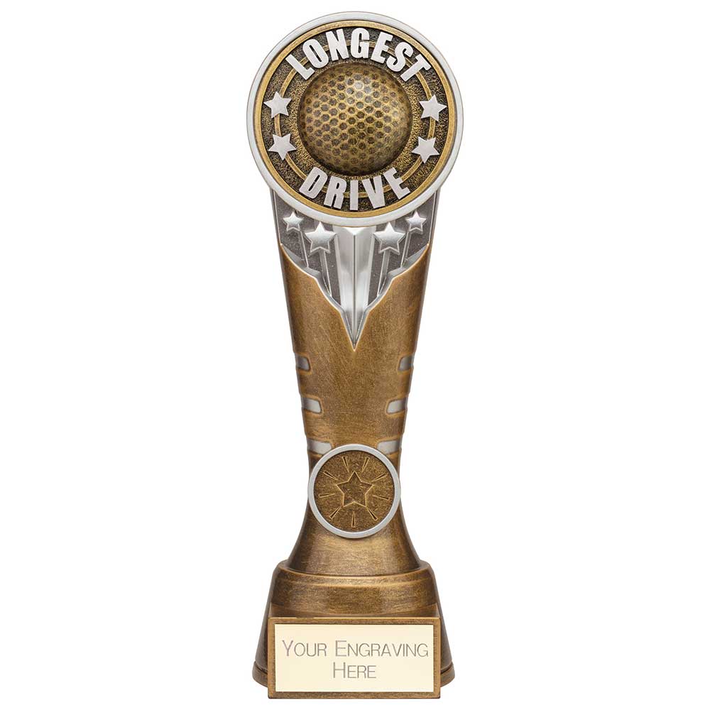 Ikon Longest Drive Golf Trophy Tower Award Silver And Gold