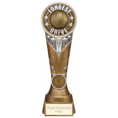 Ikon Longest Drive Golf Trophy Tower Award Silver And Gold