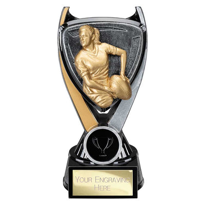 Wolverine Tower Rugby Female Carbon Trophy Award Black And Gold Fusion