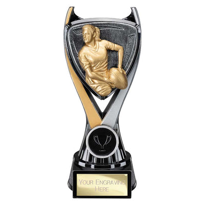 Wolverine Tower Rugby Female Carbon Trophy Award Black And Gold Fusion