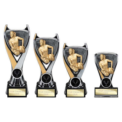 Wolverine Tower Rugby Female Carbon Trophy Award Black And Gold Fusion