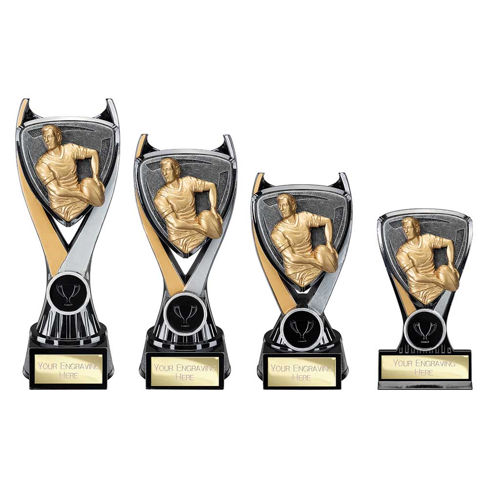 Wolverine Tower Rugby Male Carbon Trophy Award Black And Gold Fusion
