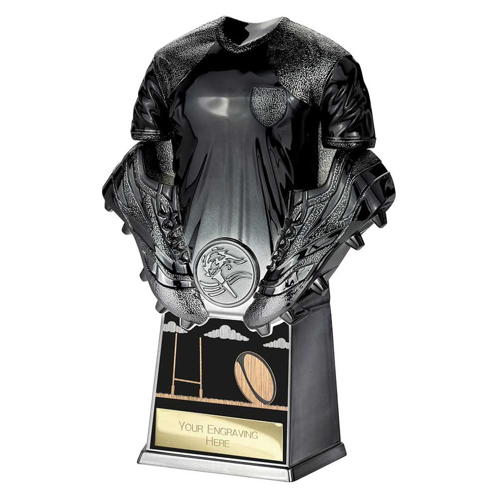 Invincible Rugby Shirt Trophy Award Heavyweight Black And Gunmetal